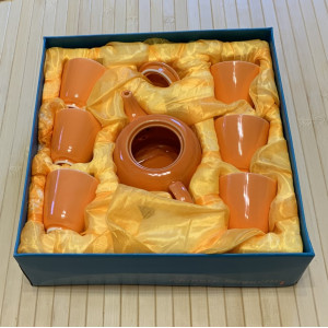 Сервиз для чайной церемонии оранжевый с коробкой